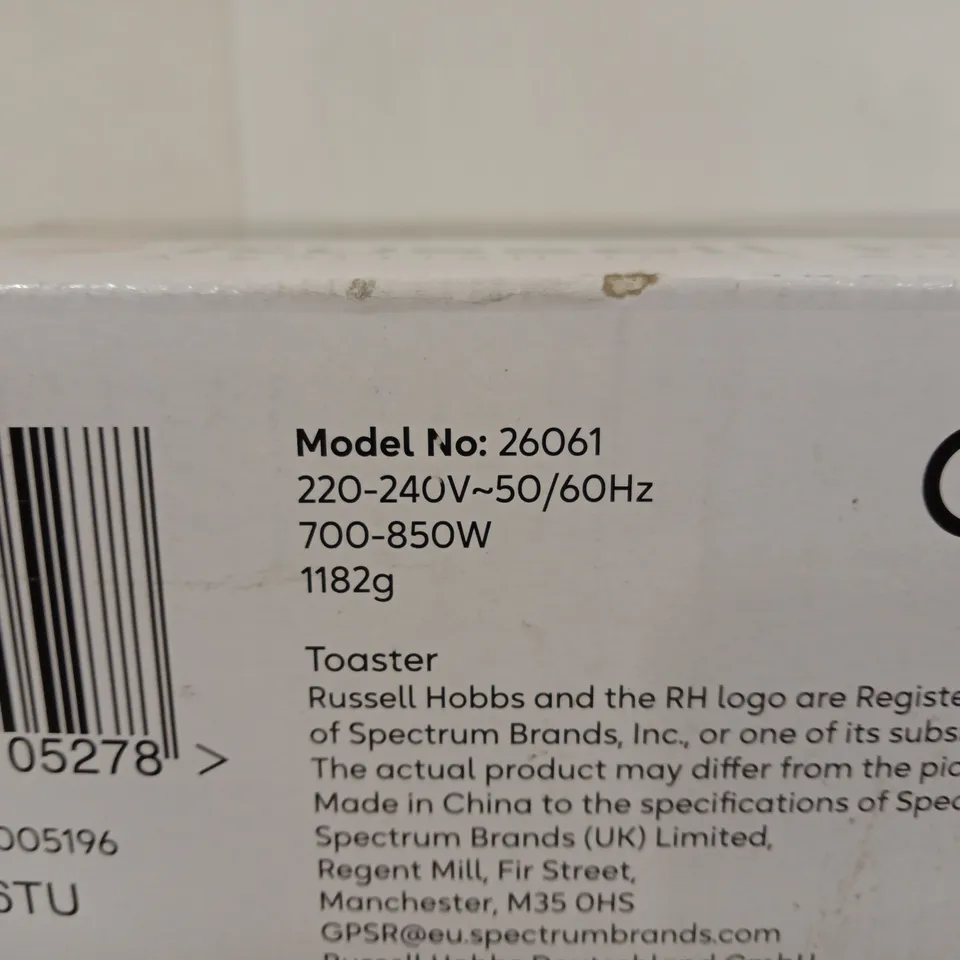 RUSSELL HOBBS 2-SLICE TOASTER MODEL 26061 – 700-850W