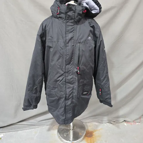 TRESPASS WATERPROOF PARKA WITH HOOD – SIZE S – DARK GREY/BLACK