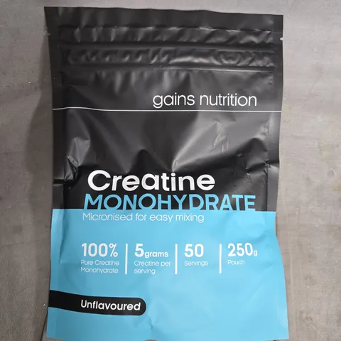 GAINS NUTRITION CREATINE MONOHYDRATE – UNFLAVOURED, 250 G POUCH