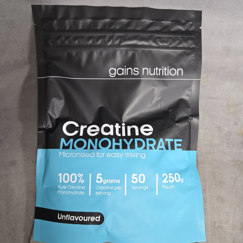GAINS NUTRITION CREATINE MONOHYDRATE – UNFLAVOURED, 250 G POUCH