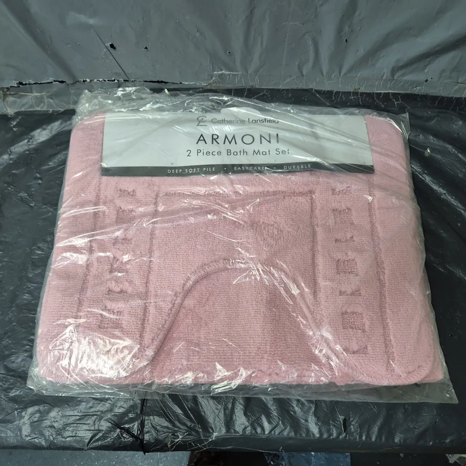 CATHERINE LANSFIELD ARMONI 2 PIECE BATH MAT SET IN PINK