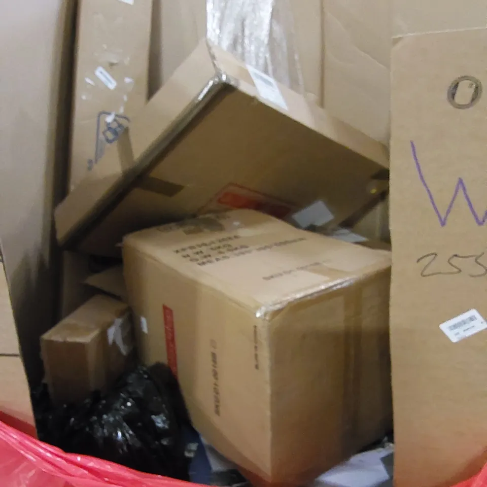 PALLET TO CONTAIN ASSORTED HOUSEHOLD ITEMS AND CONSUMER PRODUCTS. INCLUDING BATHROOM SECURITY POLE, CHRISTMAS TREE, PET GROOMING VACUUM KIT, BOXED FURNITURE ETC