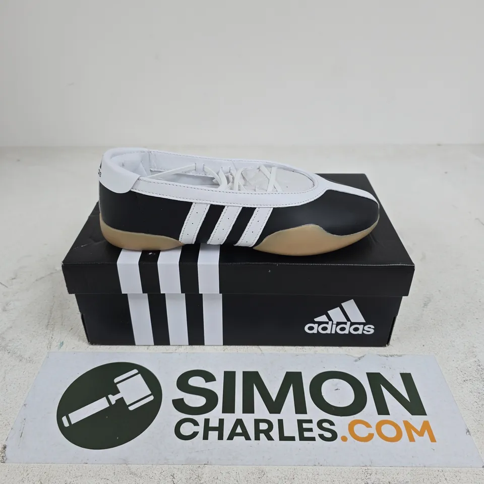 BOXED PAIR OF ADIDAS TAEKWONDO MEI BALLET WOMENS SHOES IN BLACK/WHITE - UK 7.5