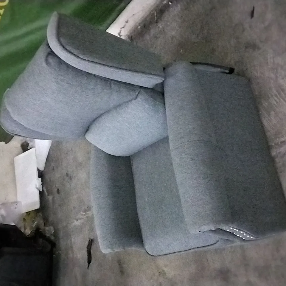 QUALITY DESIGNER GREY FABRIC STUDDED ARMCHAIR 