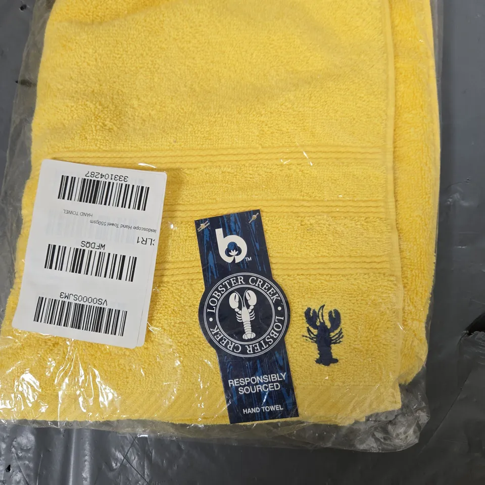 LOBSTER CREEK HAND TOWEL – YELLOW – BRAND NEW IN PACKAGING