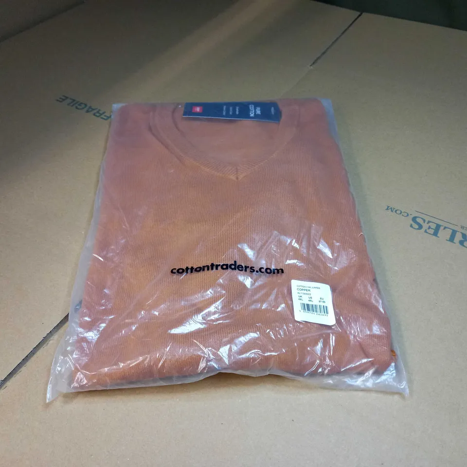 PACKAGAED COTTON TRADERS COPPER COTTON V NECK JUMPER - 4XL