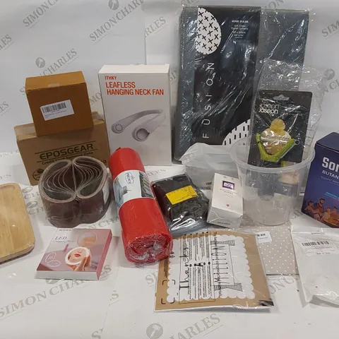 17 BRAND NEW ITEMS TO INCLUDE: LEAFLESS NECK FAN, SONDIKO BUTANE TORCH,EYELET CURTAINS, JOSEPH JOSEPH MULTIPEEL