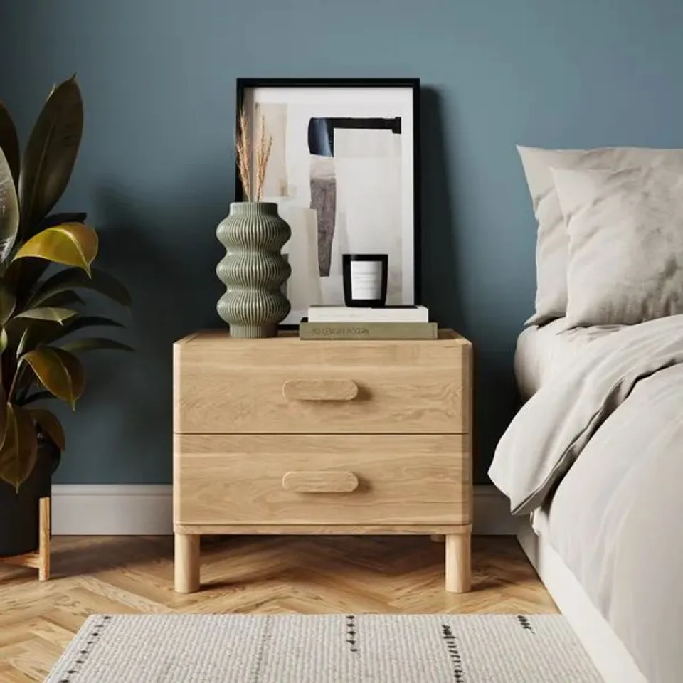 BOXED HATTON 2 DRAWER WIDE BEDSIDE TABLE (1 BOX)