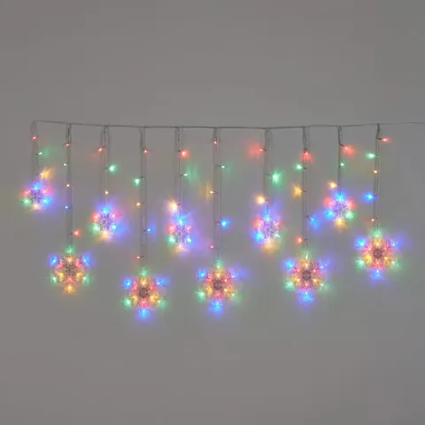 130 LED SNOWFLAKE CURTAIN CHRISTMAS LIGHT - MULTI COLOUR WITH MULTI FUNCTION