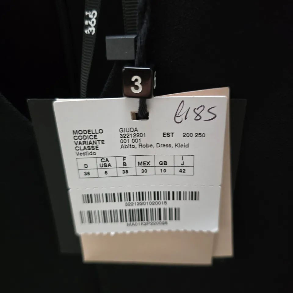 MARELLA BLACK SLEEVELESS DRESS WITH CRYSTAL-EMBELLISHED SHOULDERS – UK 10