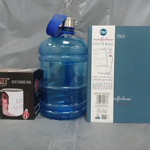 BOX OF APPROXIMATELY 15 ASSORTED HOUSEHOLD ITEMS TO INCLUDE MINDFULNESS JOURNAL, BOWIE HEAT CHANGE MUG, ETC - COLLECTION ONLY