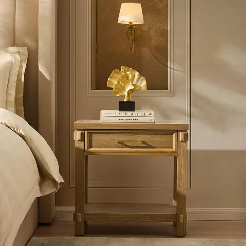 BOXED DUSK PRIM 1 DRAWER WIDE NIGHTSTAND - LIGHT WOOD (1 BOX)