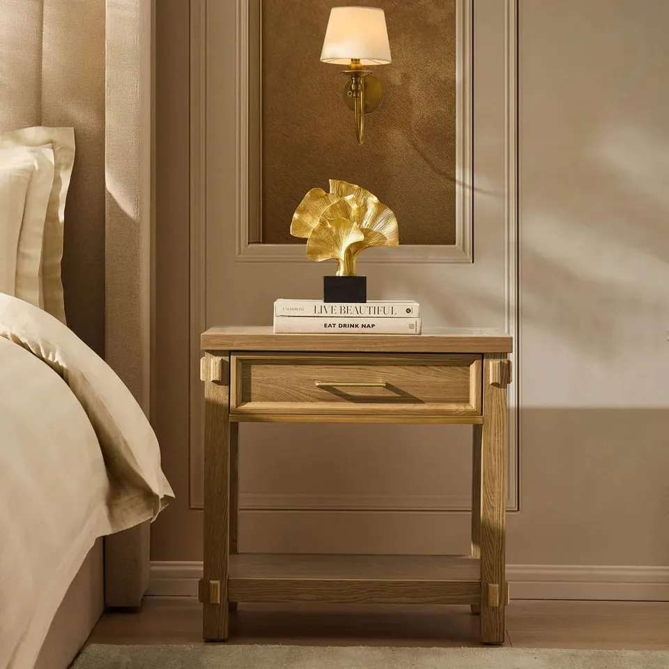BOXED DUSK PRIM 1 DRAWER WIDE NIGHTSTAND - LIGHT WOOD (1 BOX)