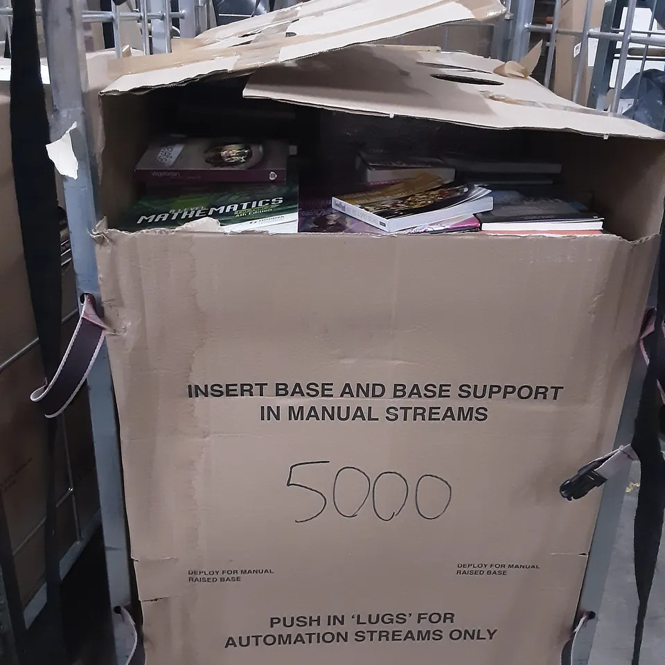 CAGE OF ASSORTED BOOKS TO INCLUDE TITLES BY SUZANNE COLLINS, JOHN STEINBECK, J.R.R TOLKIEN, BRYAN CRANSTON, GRETA THUNBERG, SARA SHERIDAN   