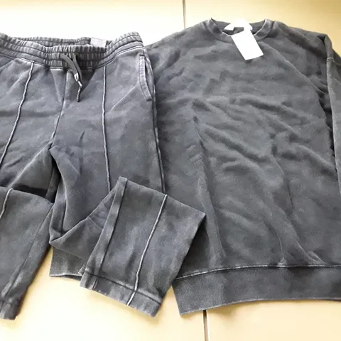 H&M WASHED BLACK KIDS TRACKSUIT - 12/13 YRS