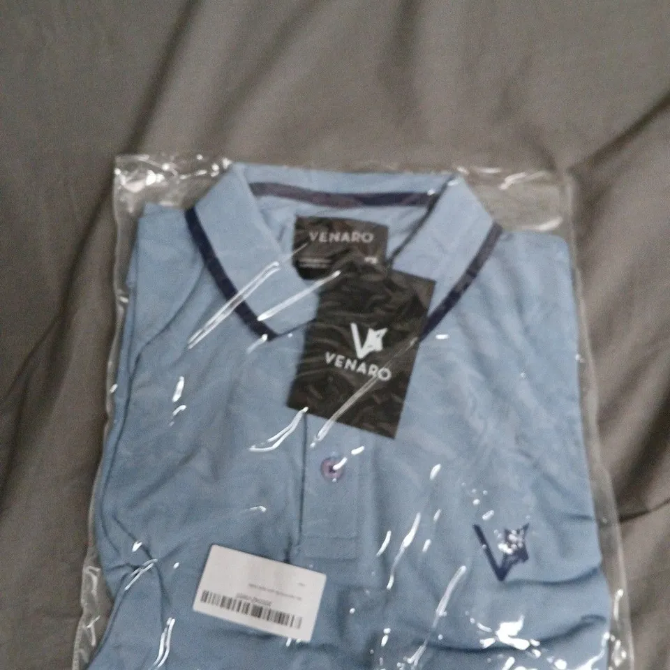 VENARO LIGHT BLUE POLO SHIRT WITH NAVY TRIM SIZE S