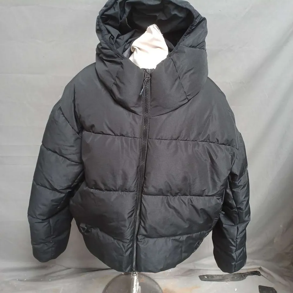 ZARA HOODED PUFFER JACKET IN BLACK SIZE XL