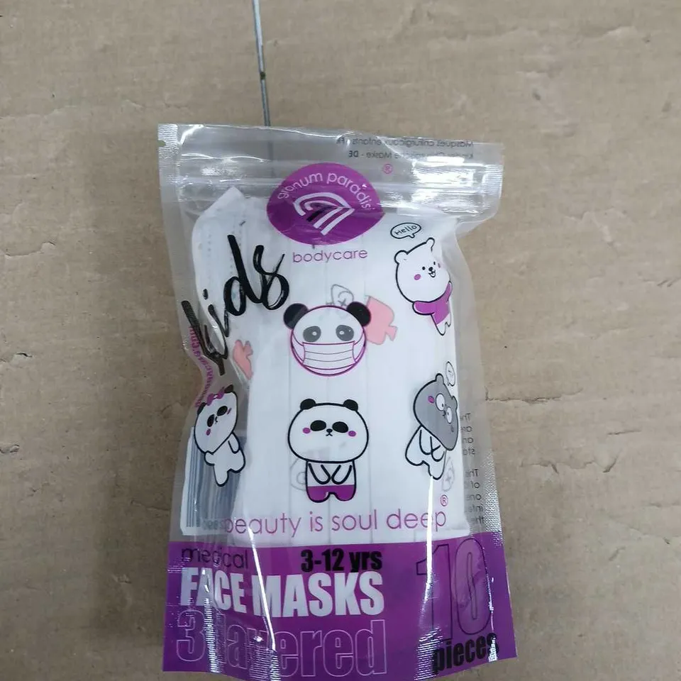 BOX OF APPROXIMATELY 20 PACKS OF KIDS FACE MASKS - WHITE PANDAS - AGE 3-12 YEARS