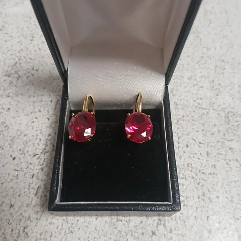 DIAMONIQUE EDIT RUBY LEVERBACK EARRINGS 