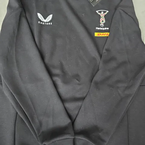 CASTORE HARLEQUINS TRAVEL CREW SWEATSHIRT IN BLACK SIZE SMALL