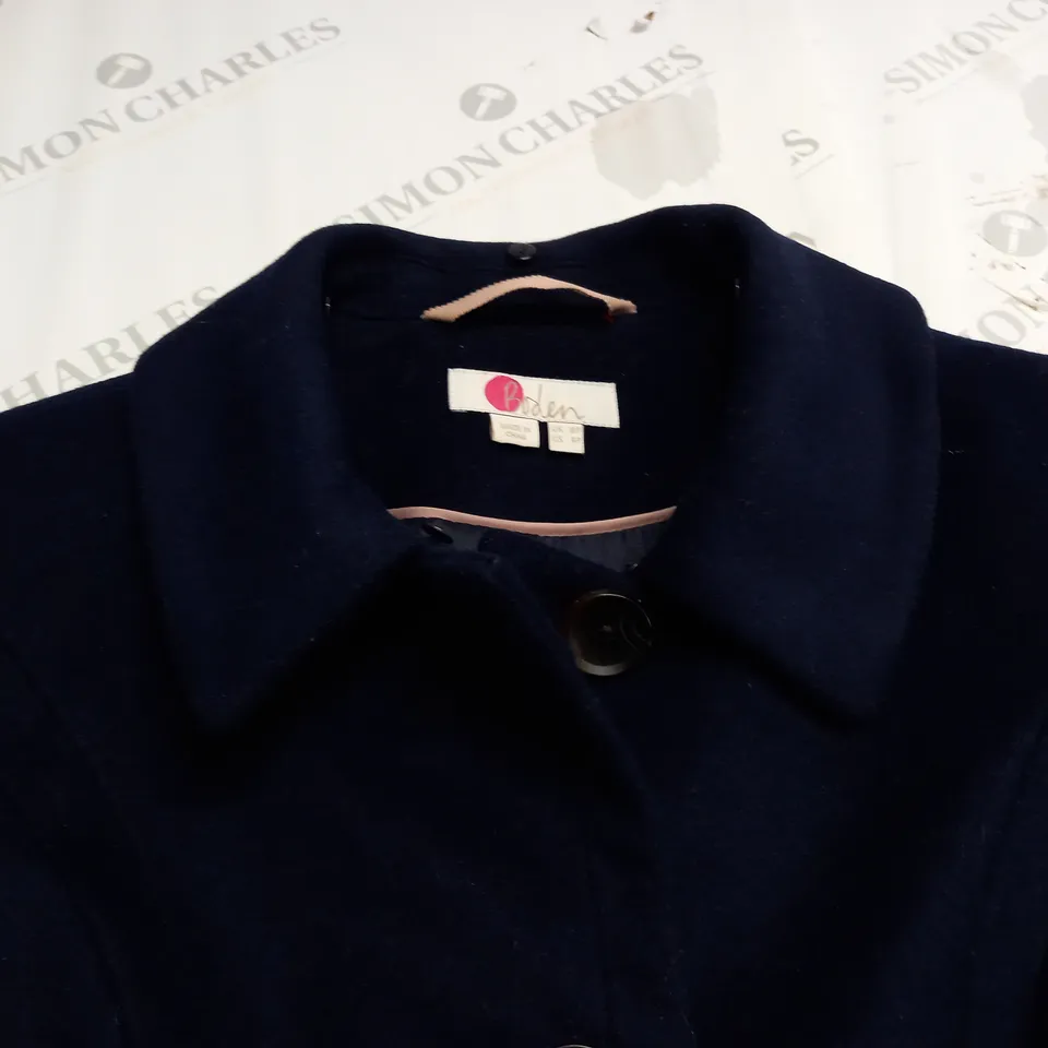 BODEN NAVY BUTTON FRONT COAT - UK 8P