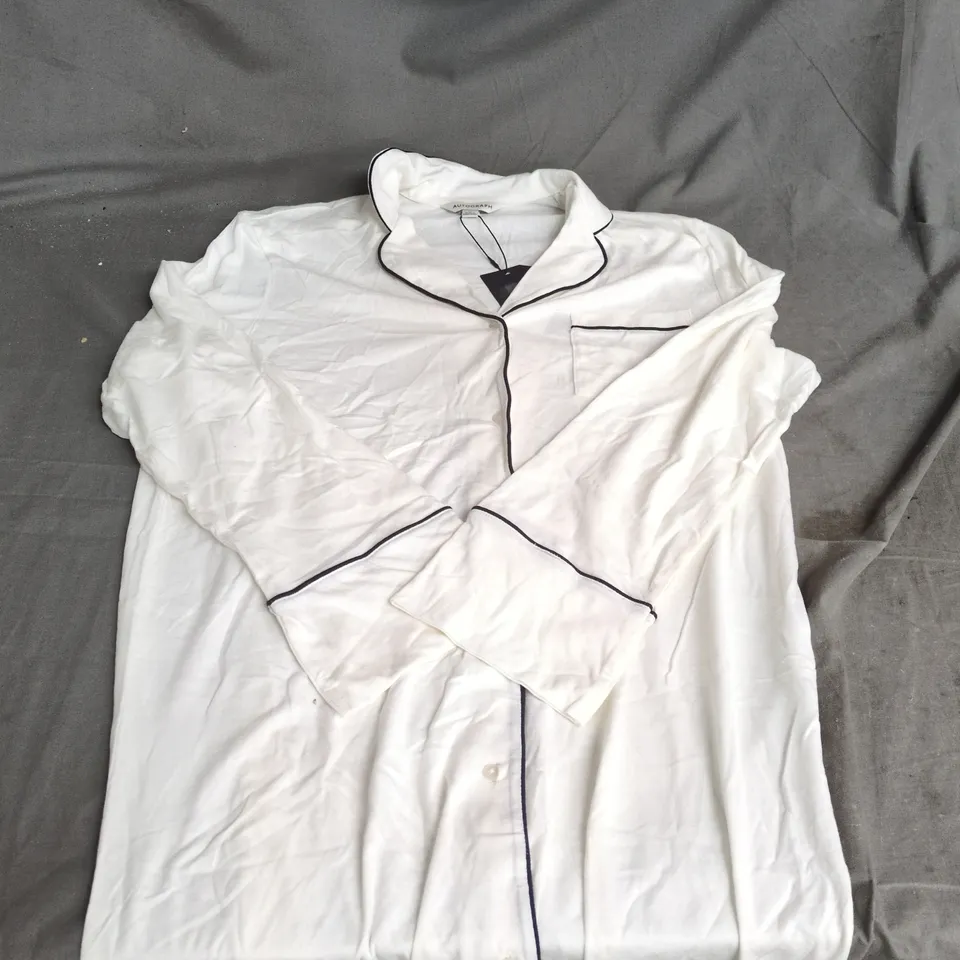 AUTOGRAPH WHITE NIGHTSHIRT WITH BLACK PIPING, UK M