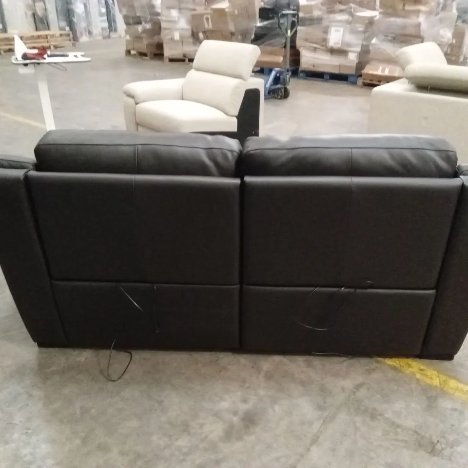 QUALITY DESIGNER ITALIAN MADE DEGANO 3 SEATER ELECTRIC RECLINER SOFA - DARK BROWN LEATHER