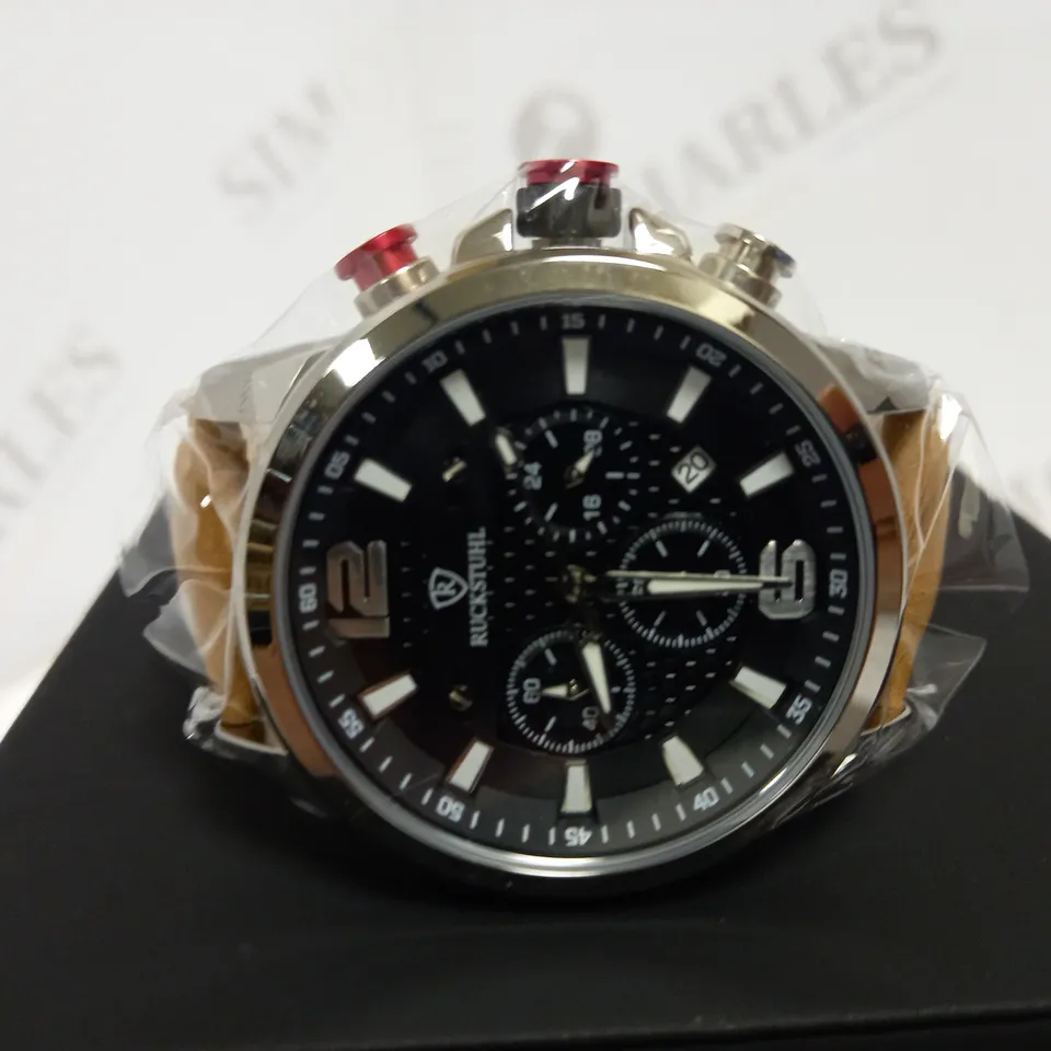 RUCKSTUHL CHRONOGRAPH LEATHER STRAP WATCH RRP £560