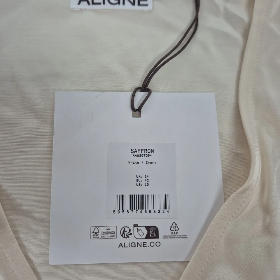 ALIGNE SAFFRON SATIN TOP – IVORY/WHITE, UK 14 (EU 42, US 10)
