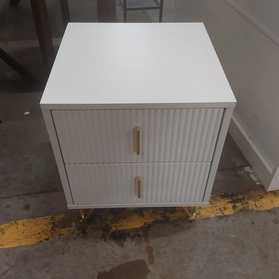 ALDEA 2 DRAWER BEDSIDE TABLE COLOUR: WHITE