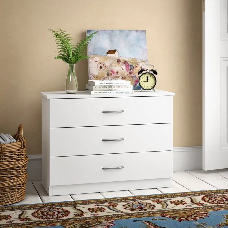 BOXED 3 DRAWER CHEST - WHITE FINISH
