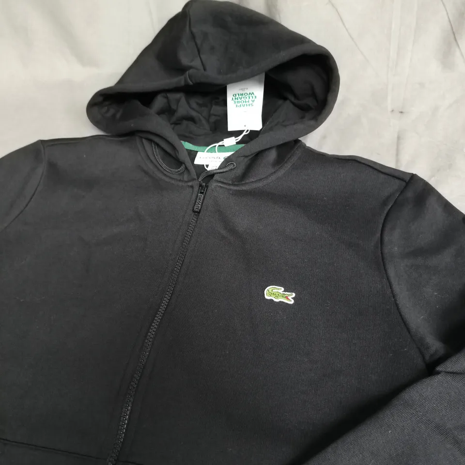 LACOSTE ZIP HOODIE – BLACK - SIZE UNSPECIFIED
