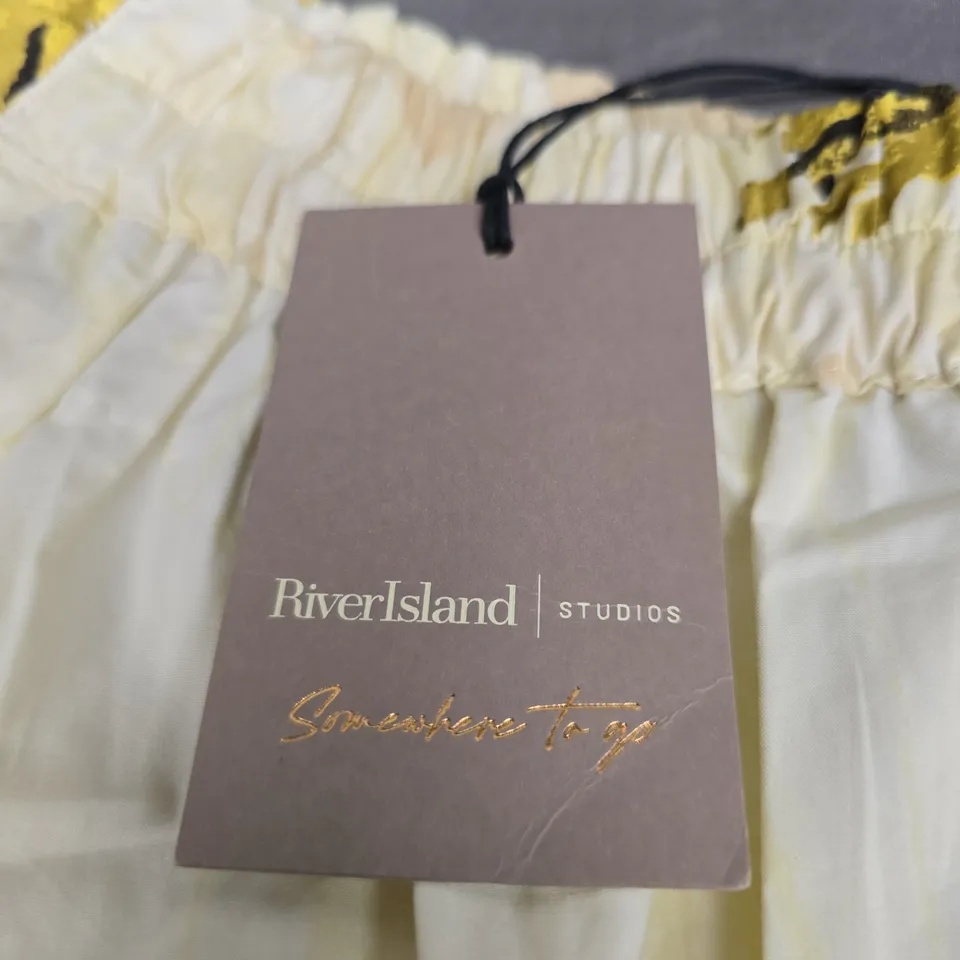 RIVER ISLAND STUDIOS YELLOW FLORAL PRINT DRESS, UK 12