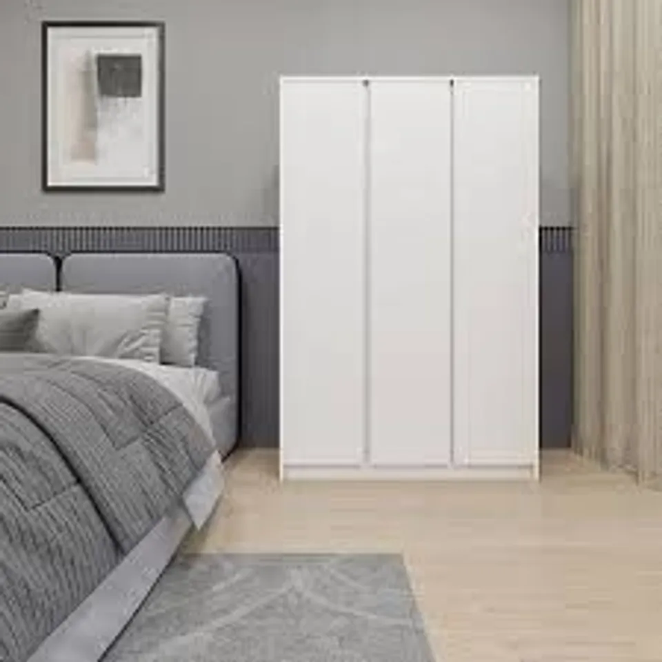 BOXED MALVERN 3 DOOR WARDROBE - WHITE (3 BOXES)