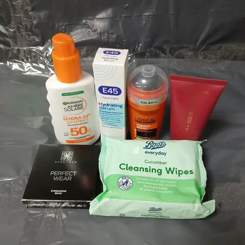 APPROXIMATEY 20 ASSORTED HEALTH AND BEAUTY PRODUCTS TO INCLUDE AVON PERFECT WEAR FOUNDATION, E45 HYDRATING SERUM AND L'OREAL MEN EXPERT ROLL ON