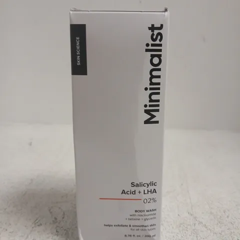 BOXED AND SEALED MINIMALIST SALICYLIC ACID + LHA 2% BODY WASH, 200 ML