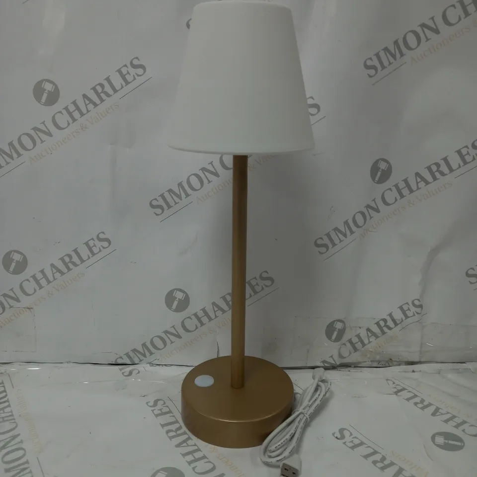 BOXED NEW GARDEN LOLA SLIM 30 BATTERY BRASS TABLE LAMP 