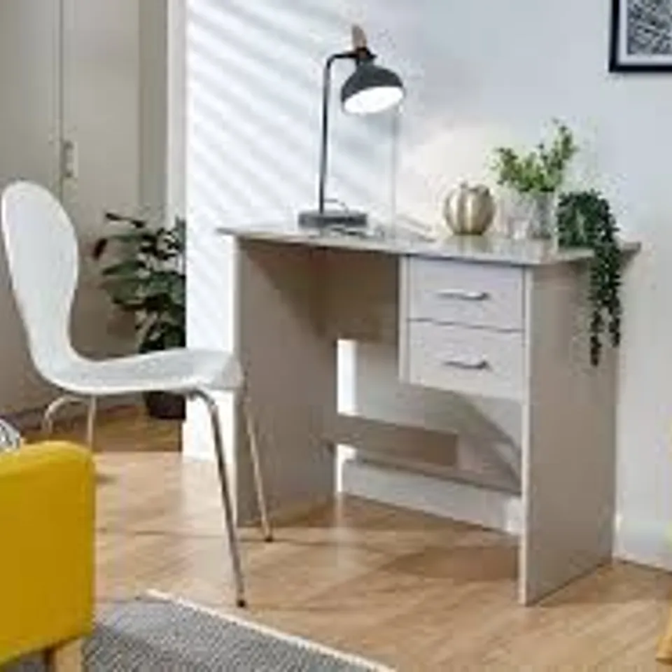 BOXED GFW PANAMA 2 DRAWER DESK GREY (1 BOX)