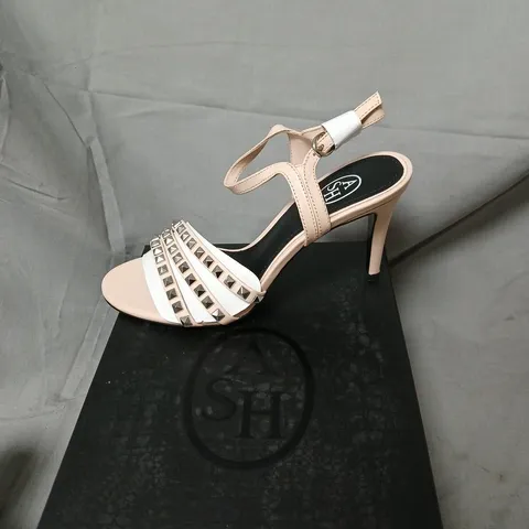 ASH DESIGNER SANDALS UK4 (EU37) - POWDER PINK/BEIGE STRAPPY WITH PYRAMID STUDS