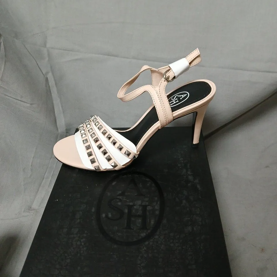 ASH DESIGNER SANDALS UK4 (EU37) - POWDER PINK/BEIGE STRAPPY WITH PYRAMID STUDS