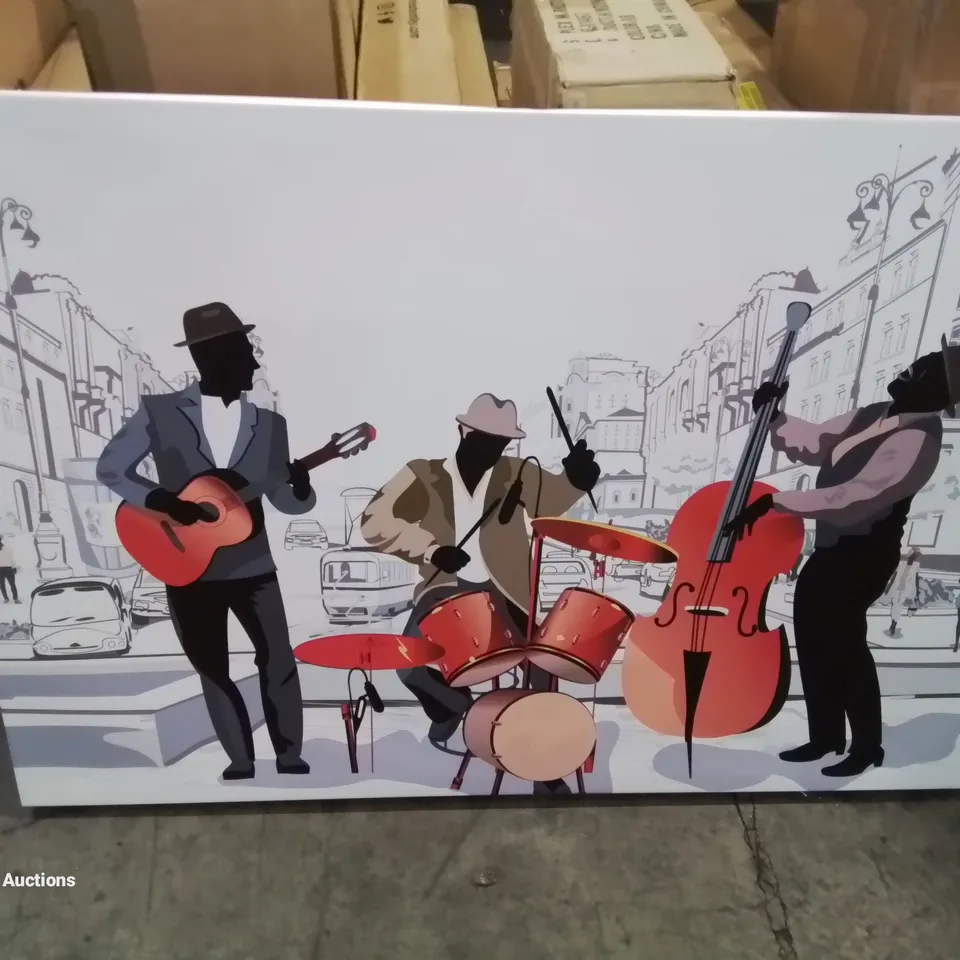 BOXED STREET MUSIC BAND CAFE  WRAPPED CANVAS ART PRINT