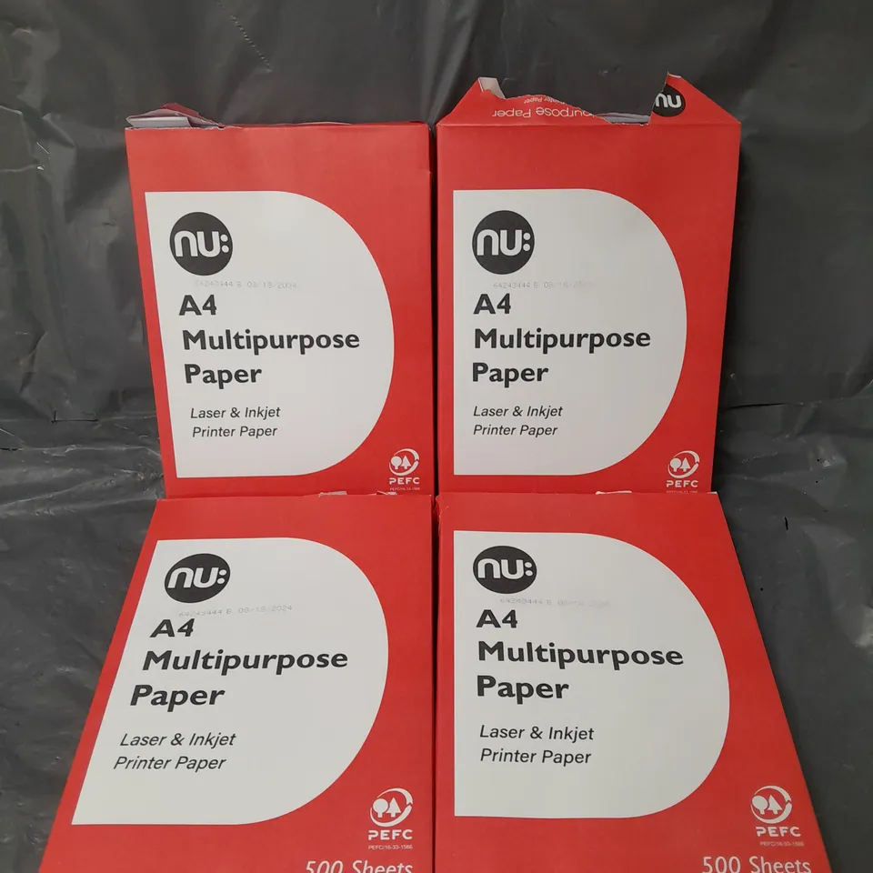 4 SETS OF NU A4 MULTIPURPOSE PAPER (500 SHEETS PER SET)