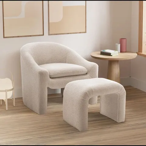 BOXED CEARD UPHOLSTERED BARREL CHAIR WITH FOOTSTOOL (1 BOX)