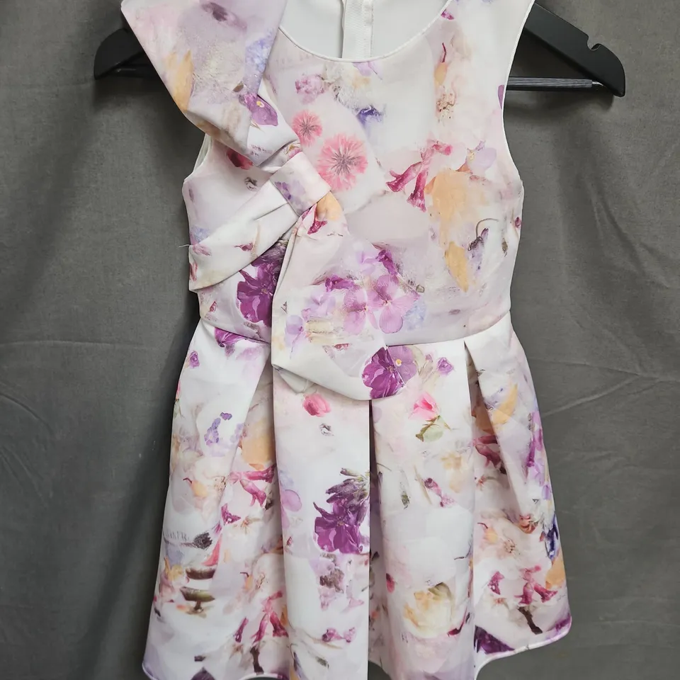 TED BAKER GIRLS PLEATED BOW DRESS IN MULTI FLORAL SIZE 8YRS
