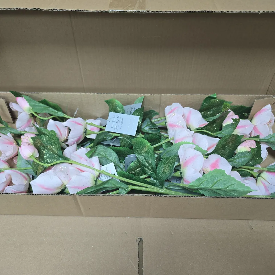BOX OF APPROXIMATELY 12 GISELA GRAHAM PINK GLLITTER FAUX FLOWER ARRANGEMENTS
