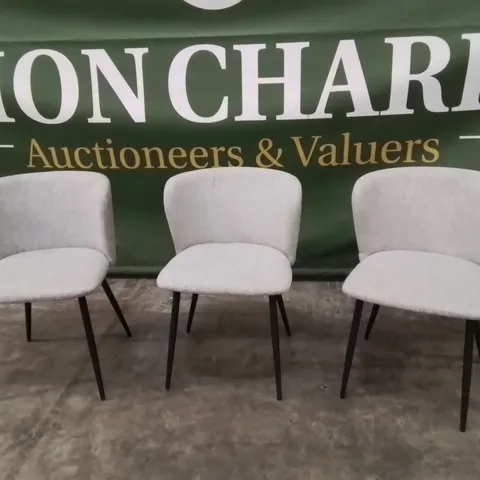 3 GREY FABRIC UPHOLSTERED SIDE/DINING CHAIRS 