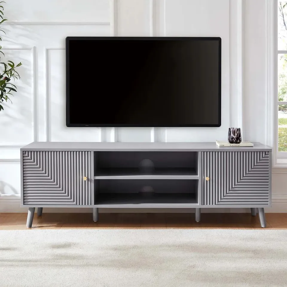 BOXED DUSK DORA TV UNIT FOR TVS UP TO 60"- LIGHT GREY (1 BOX)
