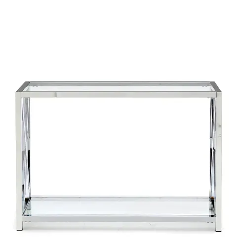 CHRISTIE GLASS AND CHROME CONSOLE TABLE - COLLECTION ONLY