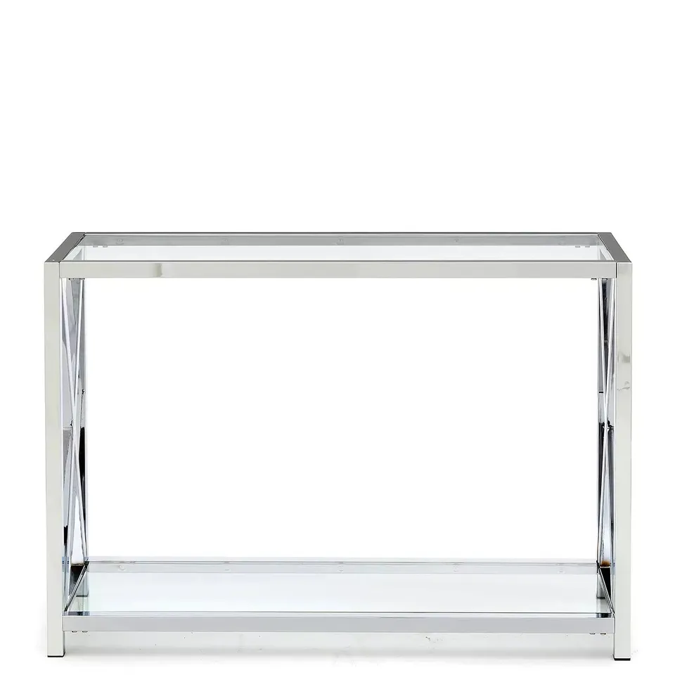 CHRISTIE GLASS AND CHROME CONSOLE TABLE - COLLECTION ONLY RRP £209