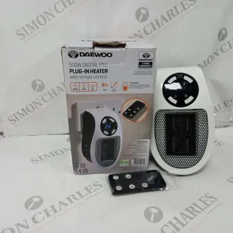BOXED DAEWOO 500 WATT DIGITAL PTC PLUG-IN HEATER